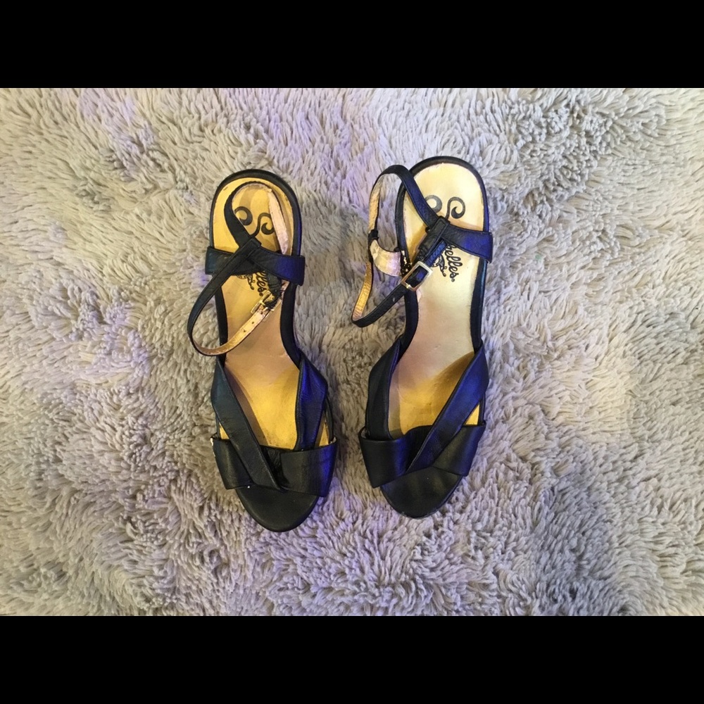 Seychelles black gold and brown heels